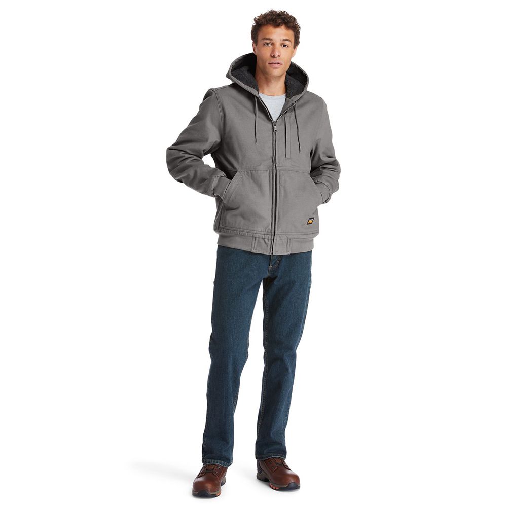 Chaquetas Timberland Argentina Hombre - Pro® Gritman Lined, Hooded Lona - Gris Oscuro - PIYGXD-741